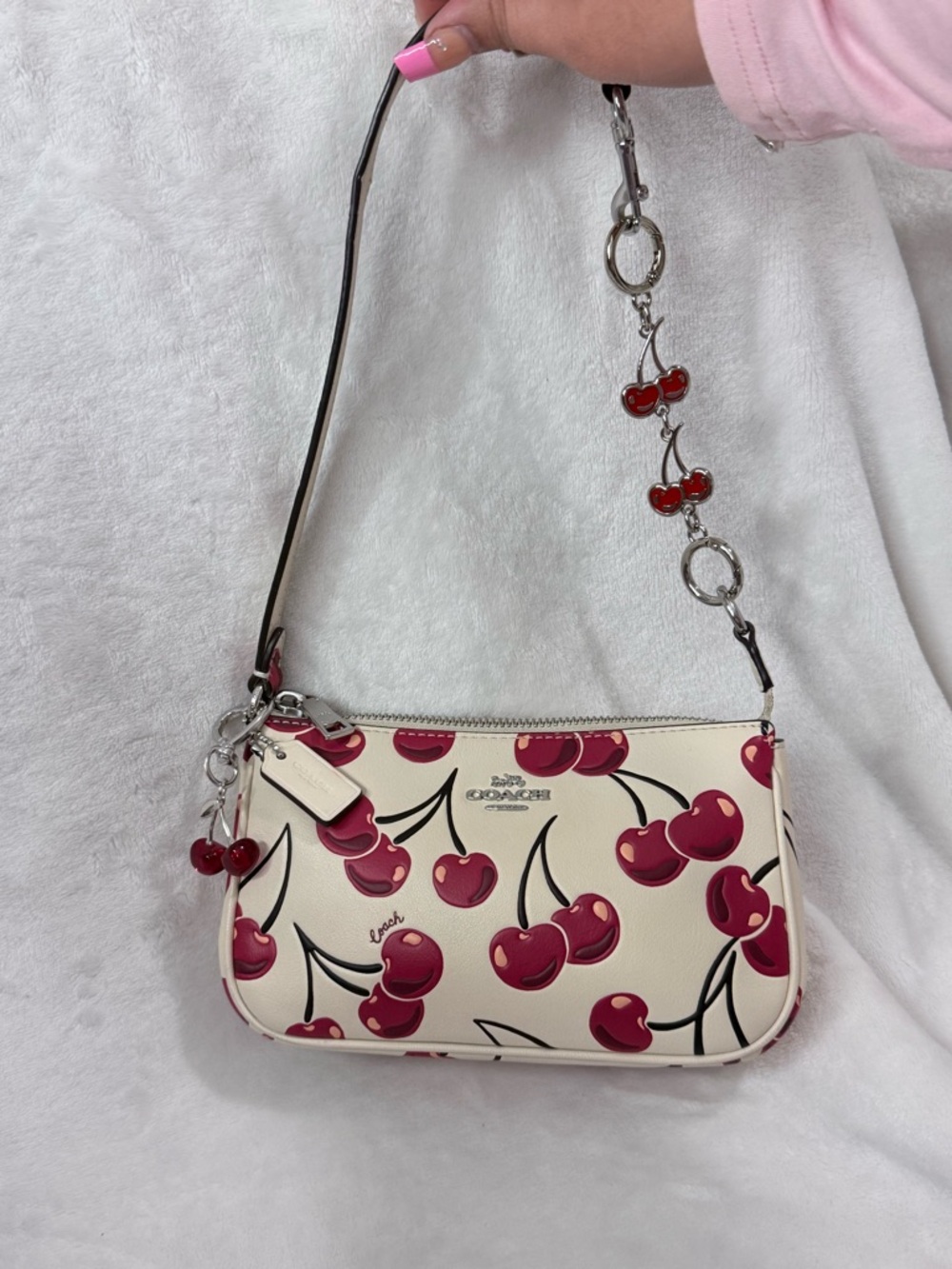 Coach White Cherry Print nolita  Shoulder Bag